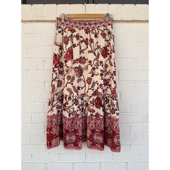 House of Harlow 1960 Linen Floral Full Maxi Skirt Small - Picture 8 of 8